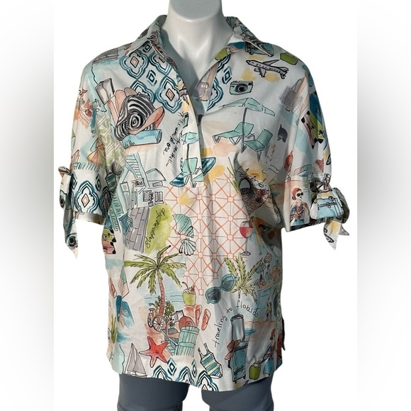 Chico's Tops - Chicos Bow & Grommet women’s tunic top, size 4,